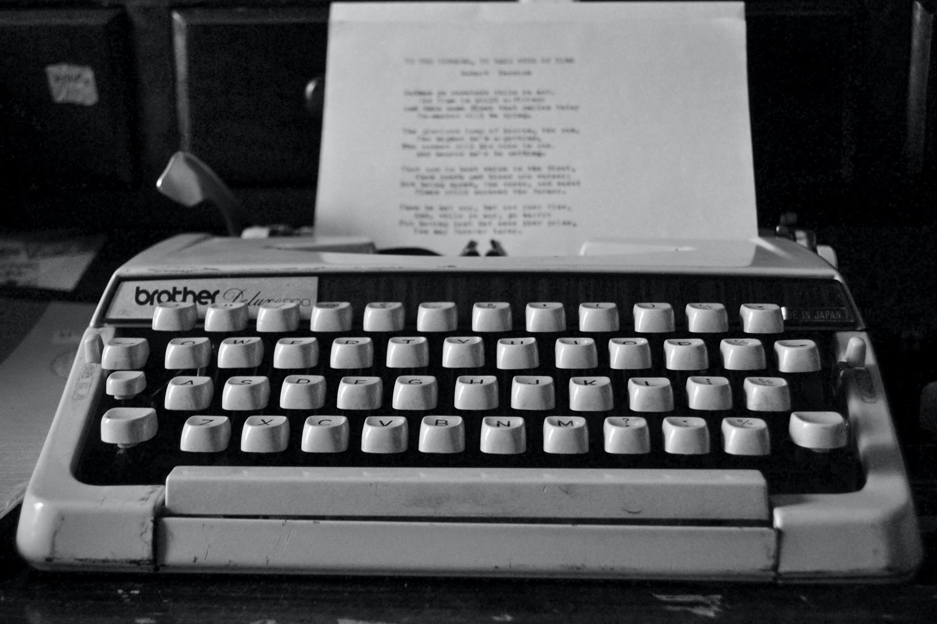 Black and white typewriter